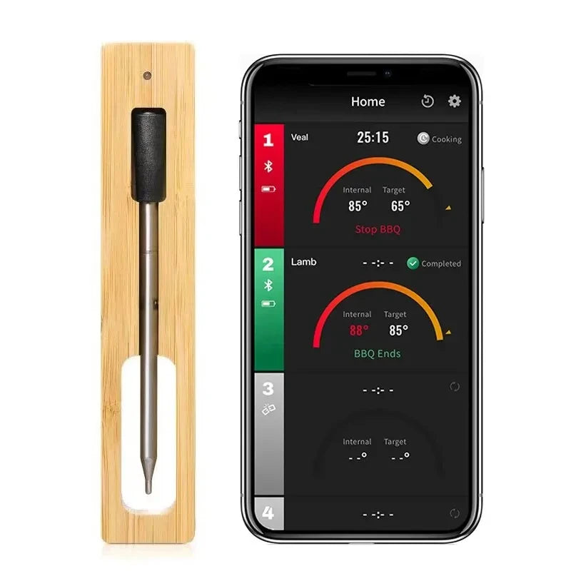 Elevate Your Grilling Game with the Wireless Bluetooth BBQ Probe Thermometer - Perfect Precision for Meat and Food Temperature Monitoring!